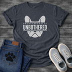 Professionally Unbothered French Bulldog graphic t-shirt white text on black