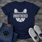 Professionally Unbothered French Bulldog graphic t-shirt white text on black