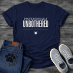 Professionally Unbothered French Bulldog graphic t-shirt white text on black