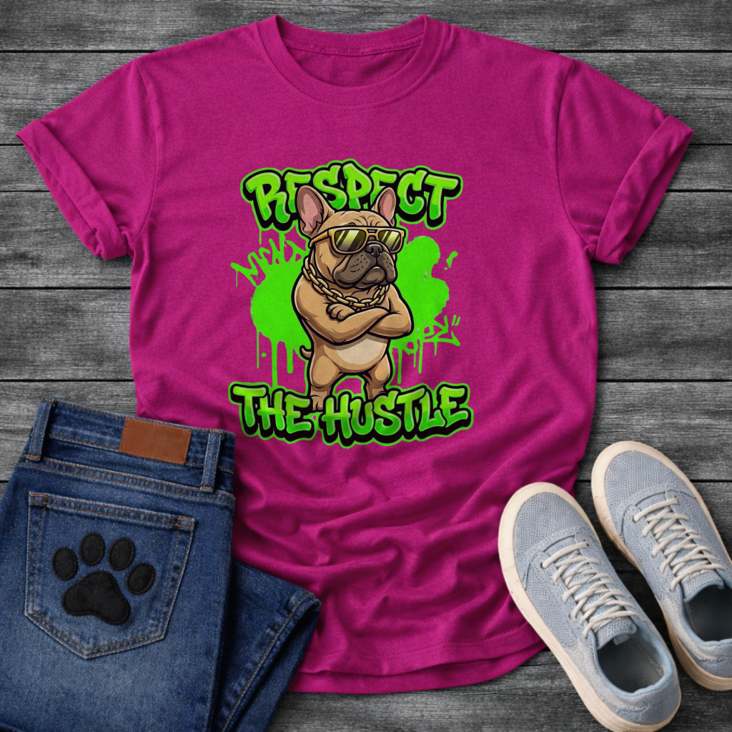 Respect The Hustle Frenchie funny French Bulldog graffiti style shirt