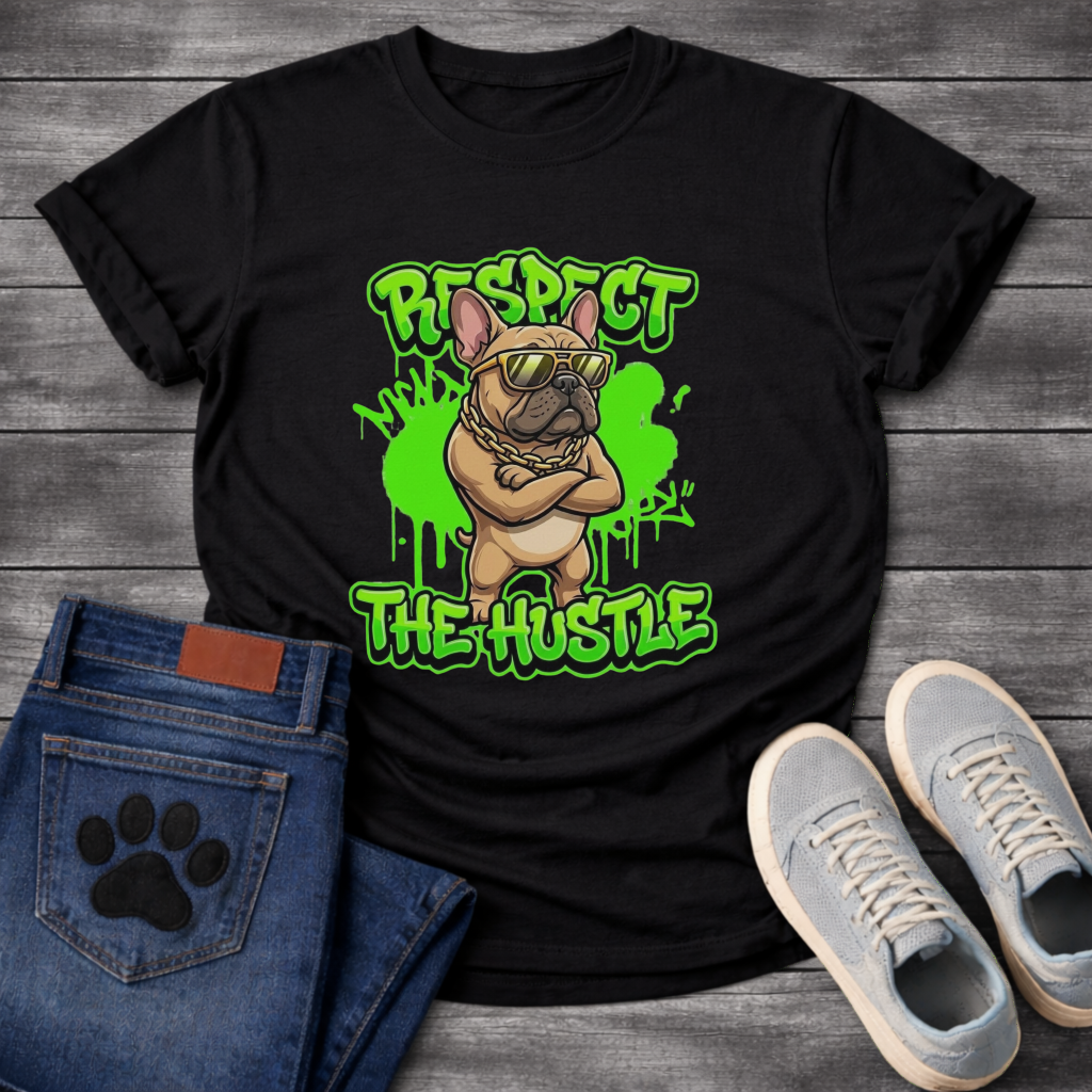 Respect The Hustle Frenchie funny French Bulldog graffiti style shirt