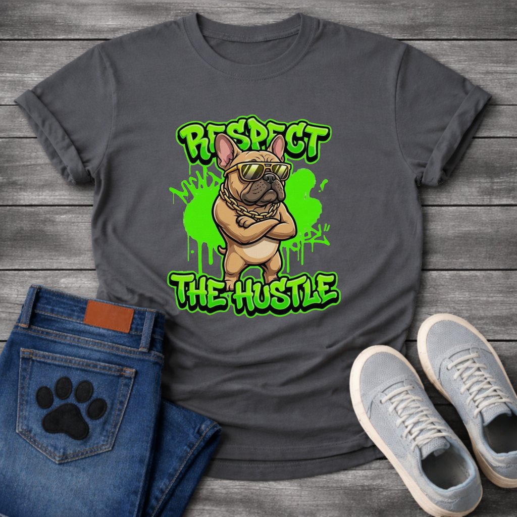 Respect The Hustle Frenchie funny French Bulldog graffiti style shirt