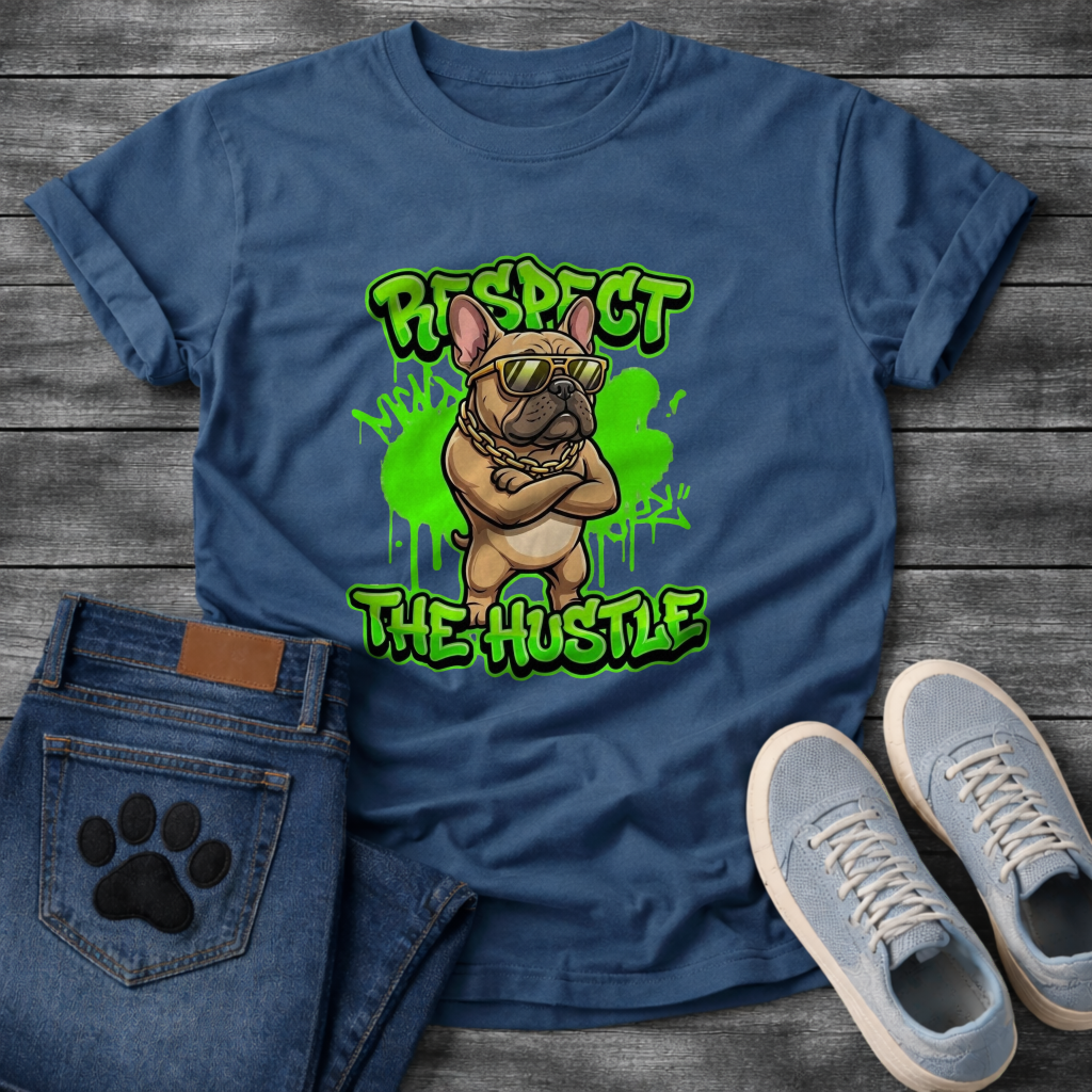 Respect The Hustle Frenchie funny French Bulldog graffiti style shirt