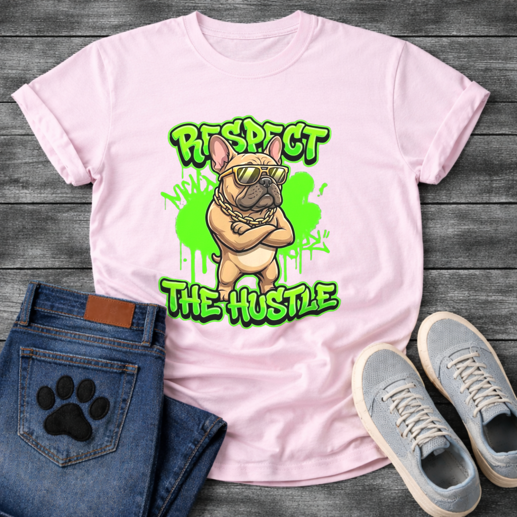 Respect The Hustle Frenchie funny French Bulldog graffiti style shirt