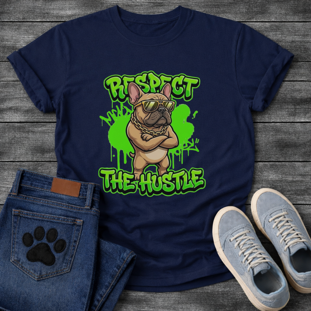 Respect The Hustle Frenchie funny French Bulldog graffiti style shirt