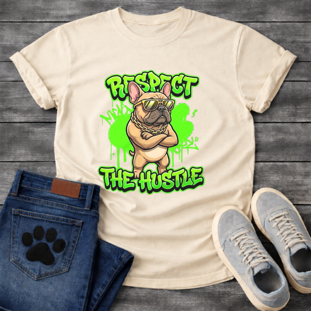 Respect The Hustle Frenchie funny French Bulldog graffiti style shirt
