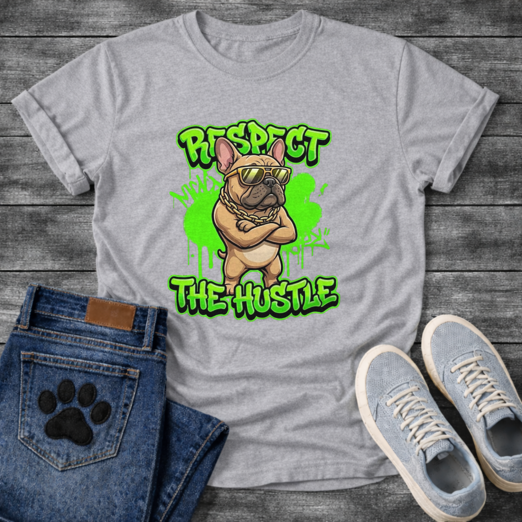 Respect The Hustle Frenchie funny French Bulldog graffiti style shirt