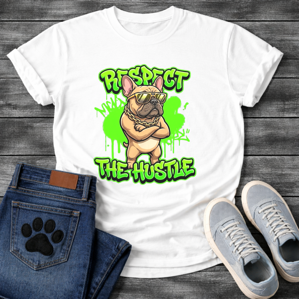 Respect The Hustle Frenchie funny French Bulldog graffiti style shirt