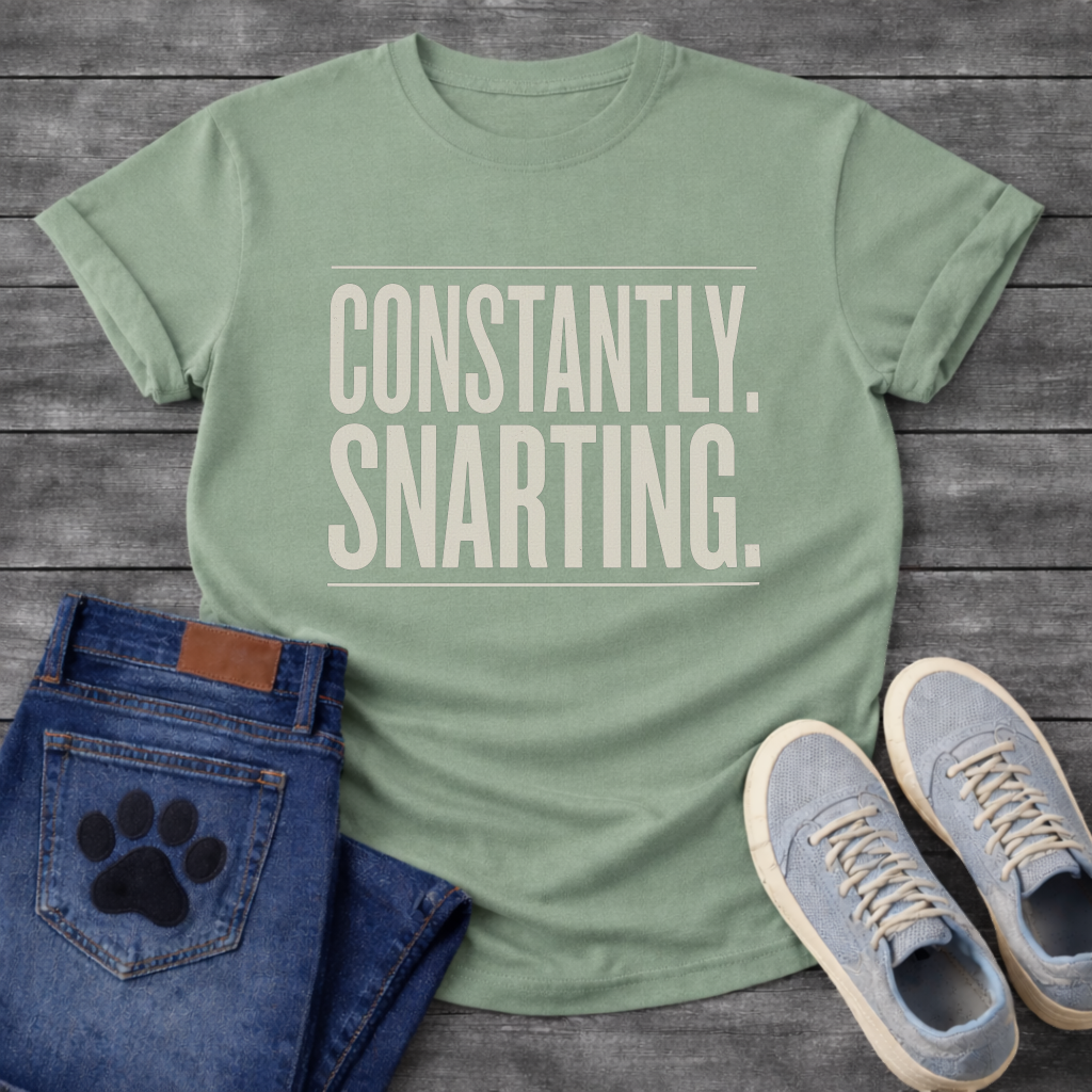 Constantly Snarting bold typography t-shirt funny French Bulldog pet lover apparel