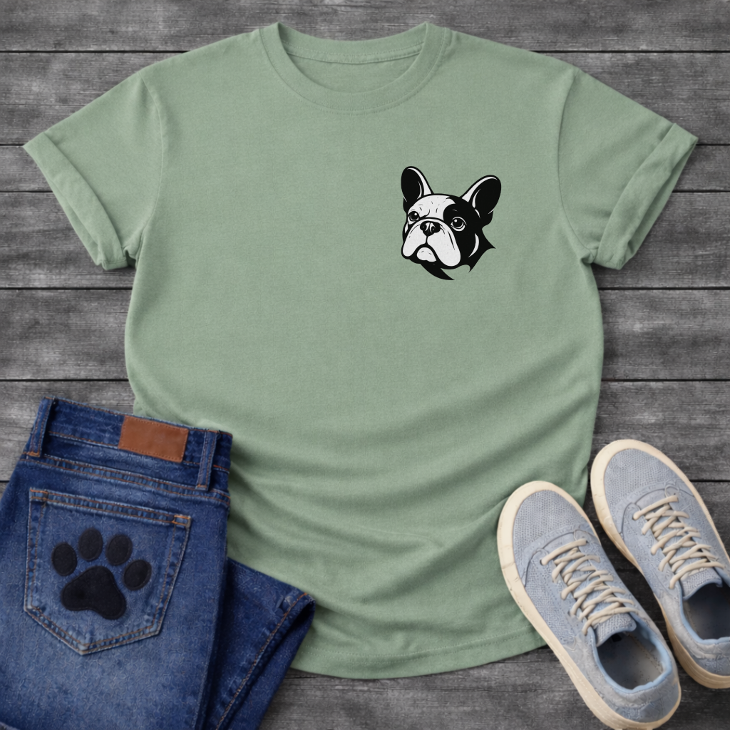 Frenchie pocket t-shirt small chest French Bulldog logo pet lover apparel