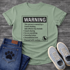 French Bulldog warning label funny t-shirt with Frenchie silhouette