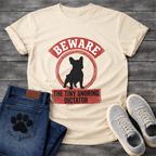 Beware Tiny Snoring Dictator French Bulldog vintage sign t-shirt military green funny dog shirt