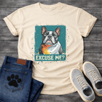 Excuse Me geometric French Bulldog graphic t-shirt sport grey teal orange funny dog shirt