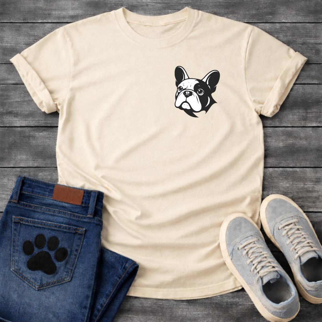 Frenchie pocket t-shirt small chest French Bulldog logo pet lover apparel