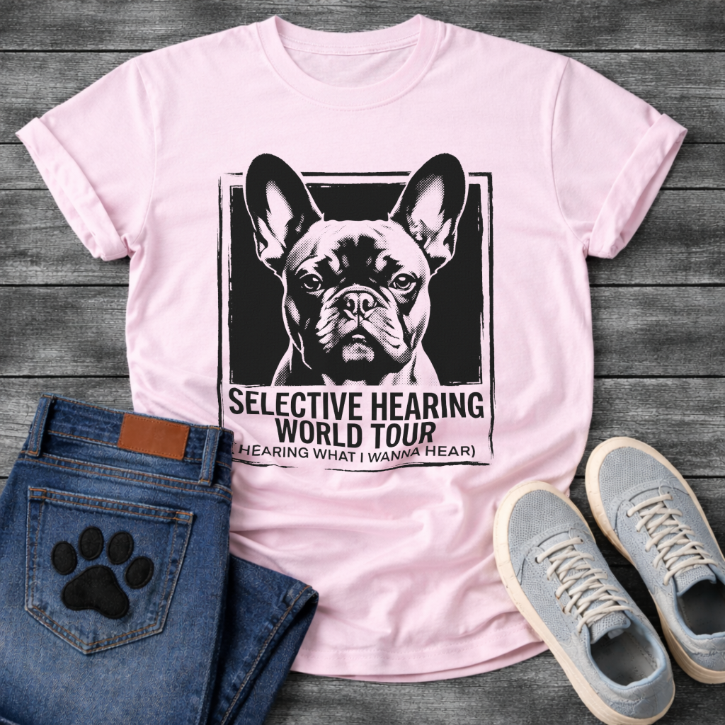 French Bulldog Selective Hearing World Tour funny dog shirt graphic tee
