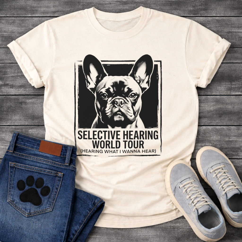 French Bulldog Selective Hearing World Tour funny dog shirt graphic tee
