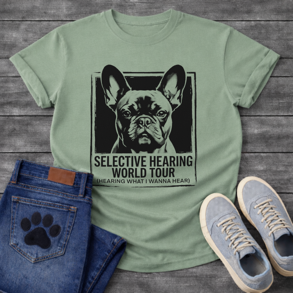 French Bulldog Selective Hearing World Tour funny dog shirt graphic tee