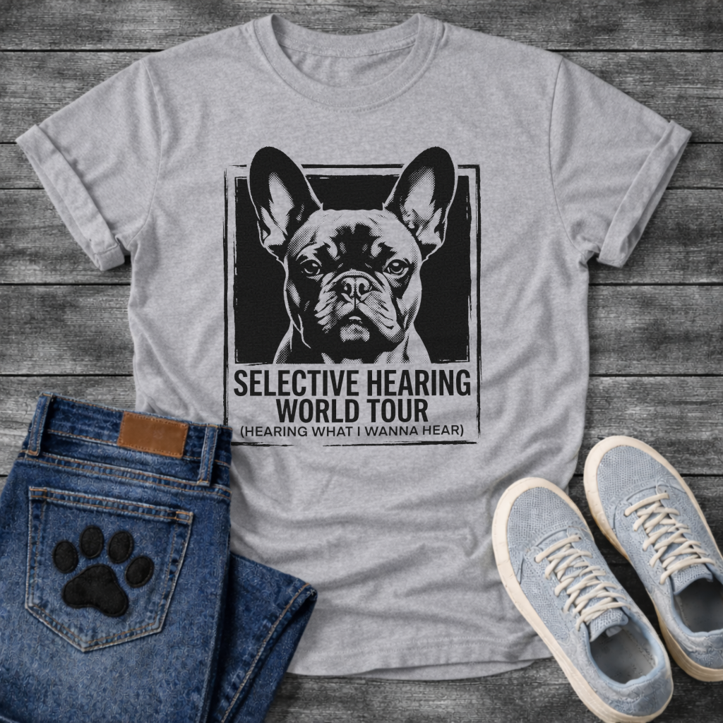 French Bulldog Selective Hearing World Tour funny dog shirt graphic tee