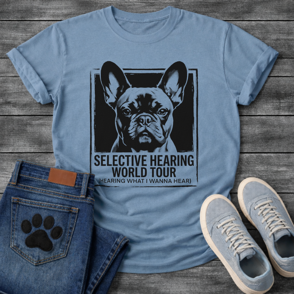 French Bulldog Selective Hearing World Tour funny dog shirt graphic tee