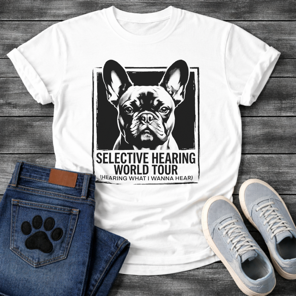 French Bulldog Selective Hearing World Tour funny dog shirt graphic tee