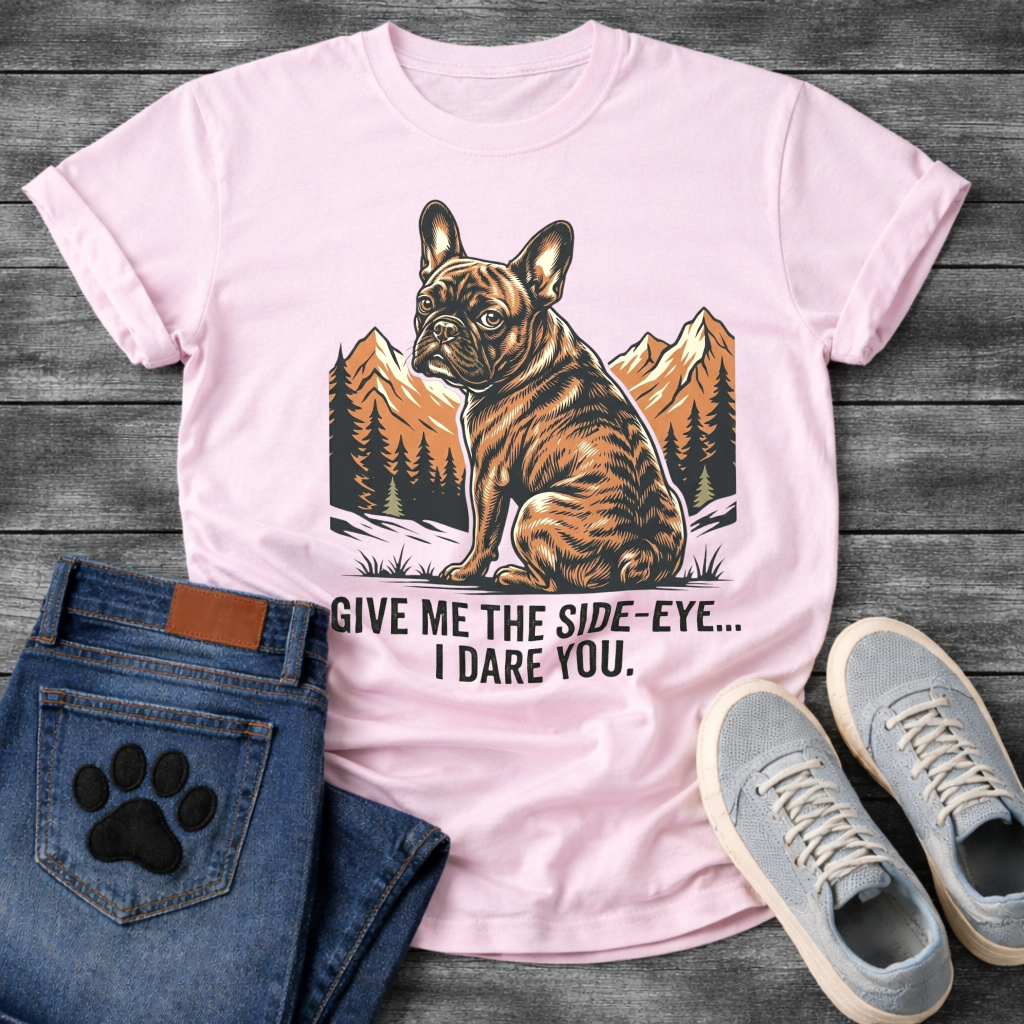 French Bulldog side eye funny dog shirt white unisex tee

