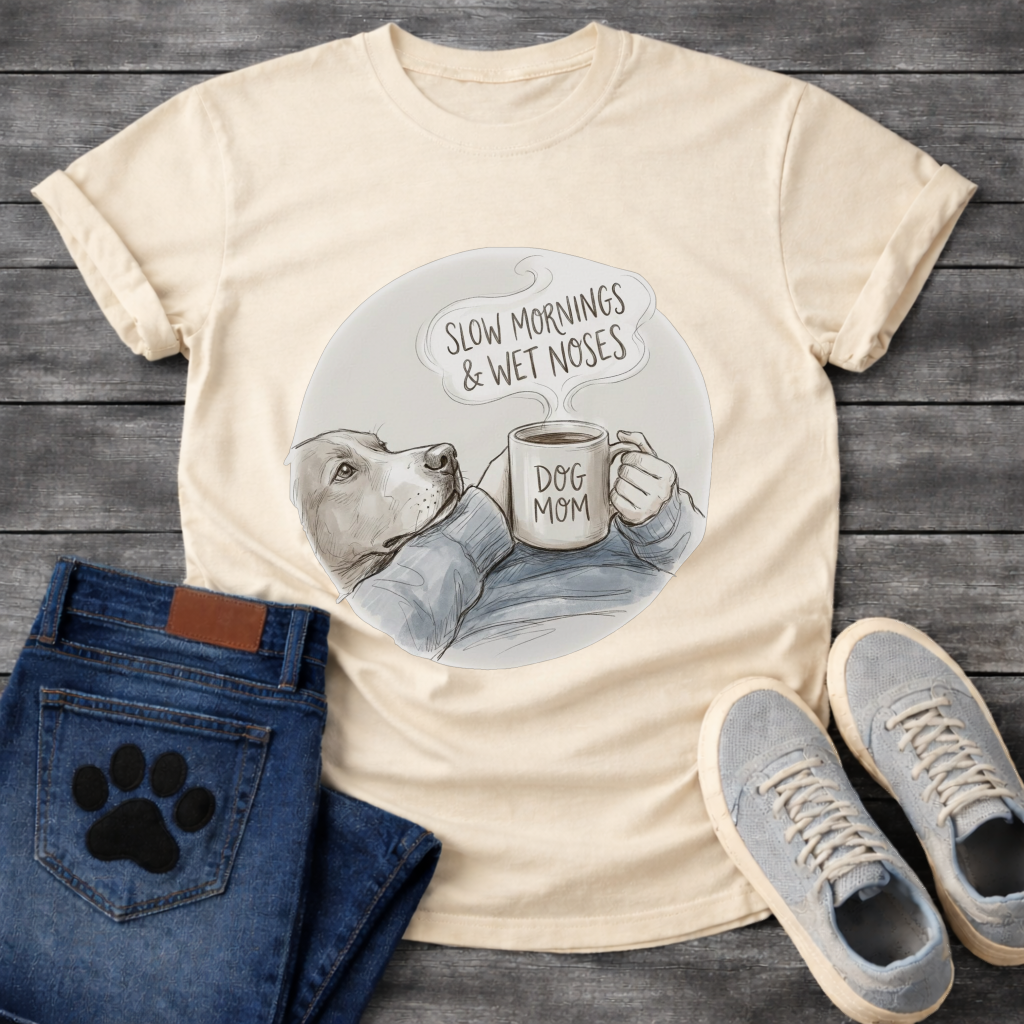 Funny dog shirt with slow mornings wet noses design for pet lovers