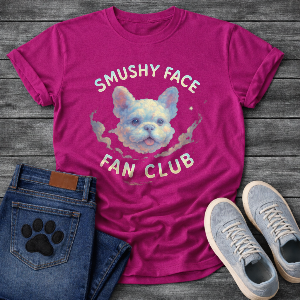 Smushy Face Fan Club funny French Bulldog Frenchie badge shirt