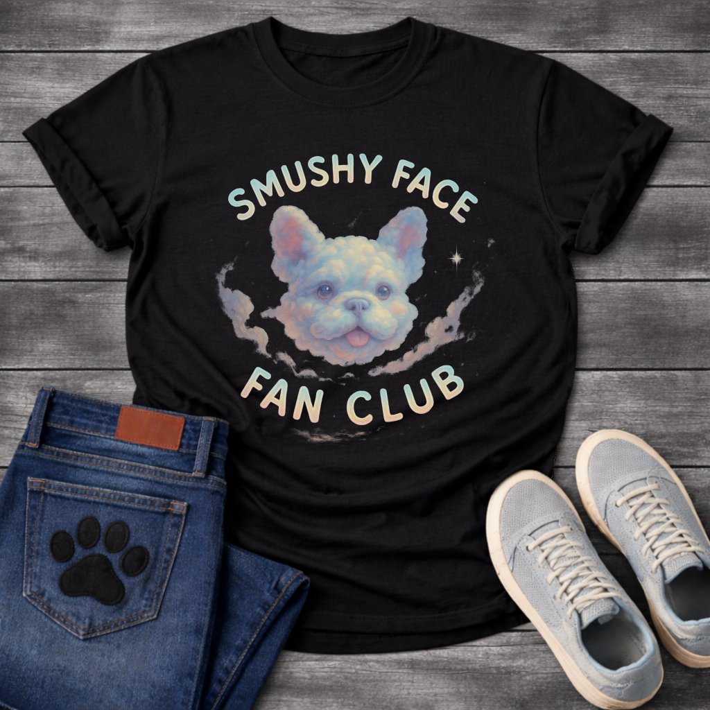 Smushy Face Fan Club funny French Bulldog Frenchie badge shirt