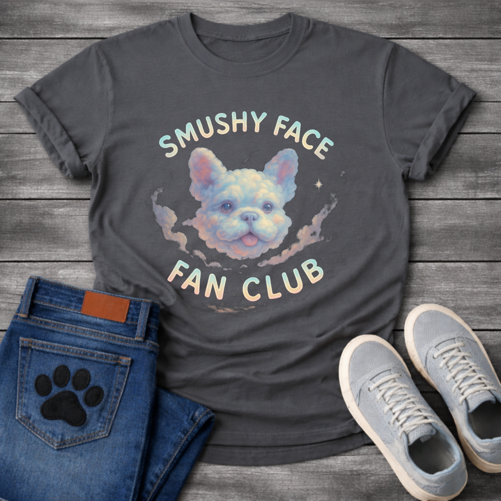 Smushy Face Fan Club funny French Bulldog Frenchie badge shirt