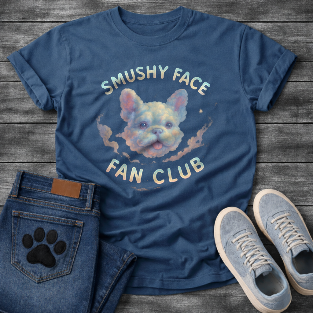 Smushy Face Fan Club funny French Bulldog Frenchie badge shirt