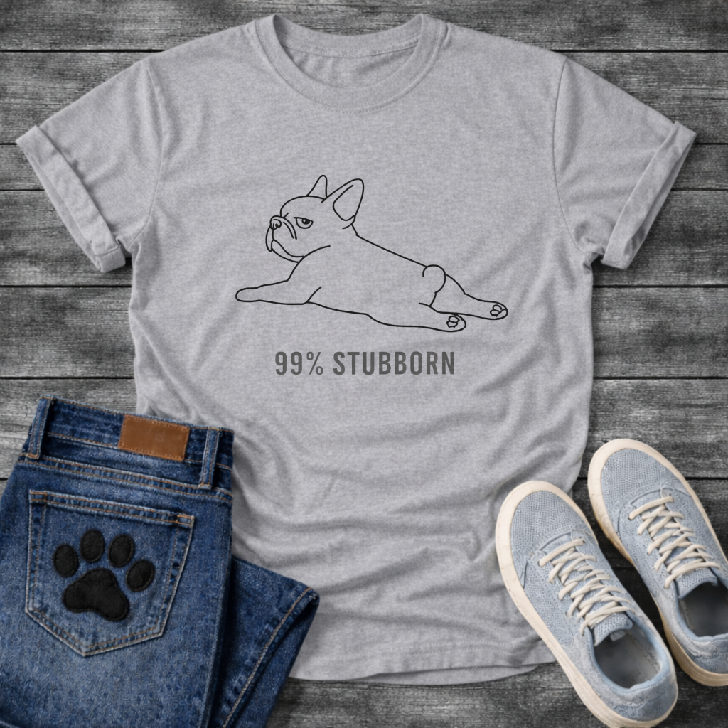 99% Stubborn splooting French Bulldog line art t-shirt funny dog shirt white