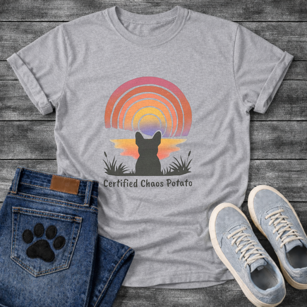 Certified Chaos Potato French Bulldog retro sunset t-shirt funny dog shirt pet lover apparel
