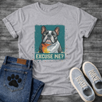 Excuse Me geometric French Bulldog graphic t-shirt sport grey teal orange funny dog shirt