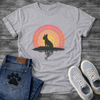 Frenchie silhouette retro concentric sunset reflection t-shirt white pet lover apparel dog lover gift