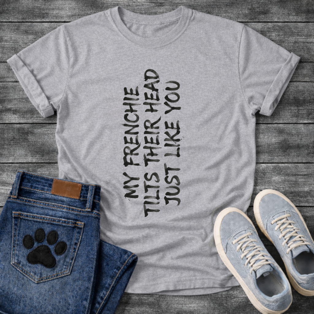 Funny French Bulldog head tilt t-shirt white unisex pet lover apparel