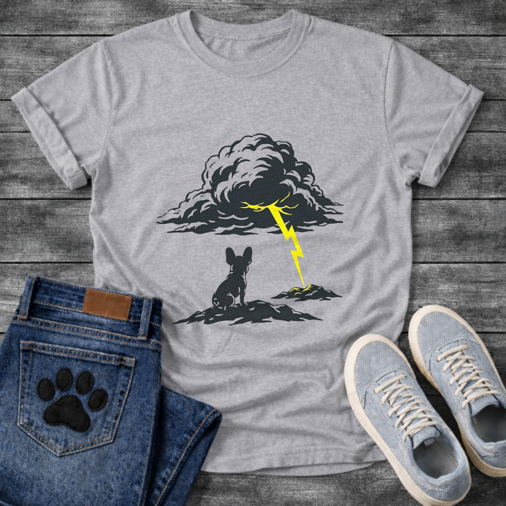 Unbothered French Bulldog lightning storm silhouette t-shirt sand funny dog shirt pet lover apparel