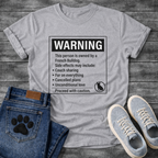 French Bulldog warning label funny t-shirt with Frenchie silhouette