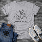 Zoomies in Progress French Bulldog sketch t-shirt - 
energetic Frenchie mid-zoomie graphic tee black ink