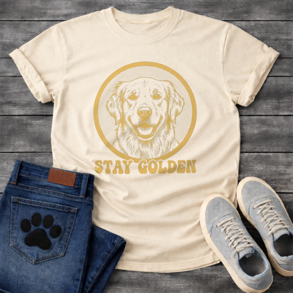 Stay Golden funny dog shirt white Golden Retriever pet lover apparel tee
