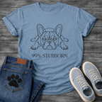 French Bulldog stubborn flat lay continuous line art t-shirt - 
Frenchie chin down paws forward 99% Stubborn graphic tee
