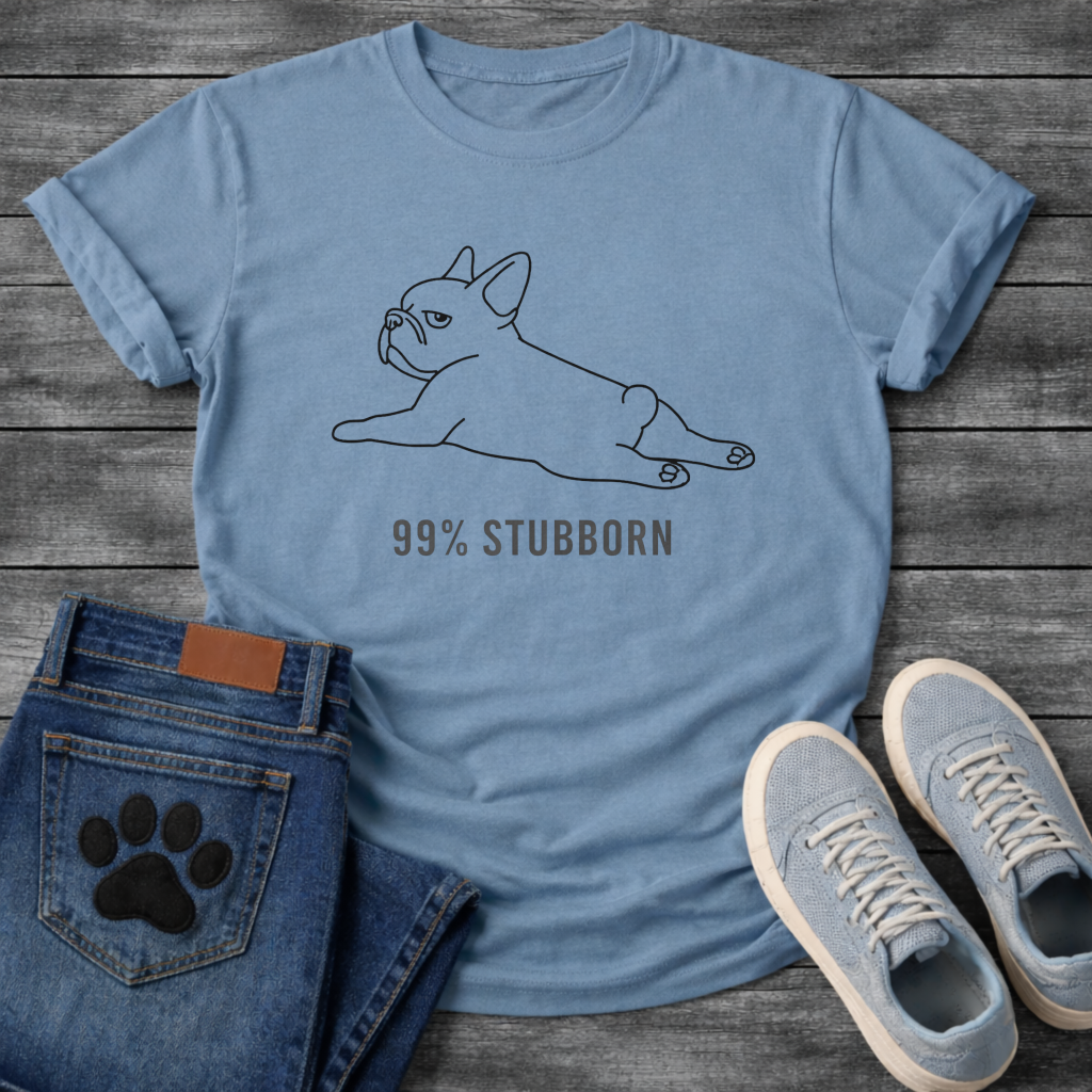 99% Stubborn splooting French Bulldog line art t-shirt funny dog shirt white