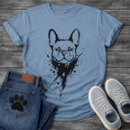 French Bulldog ink splash t-shirt - Sumi-e black ink splatter Frenchie emerging from ink explosion graphic tee