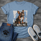 It Was Me brush frame French Bulldog graphic t-shirt military green white funny dog shirt