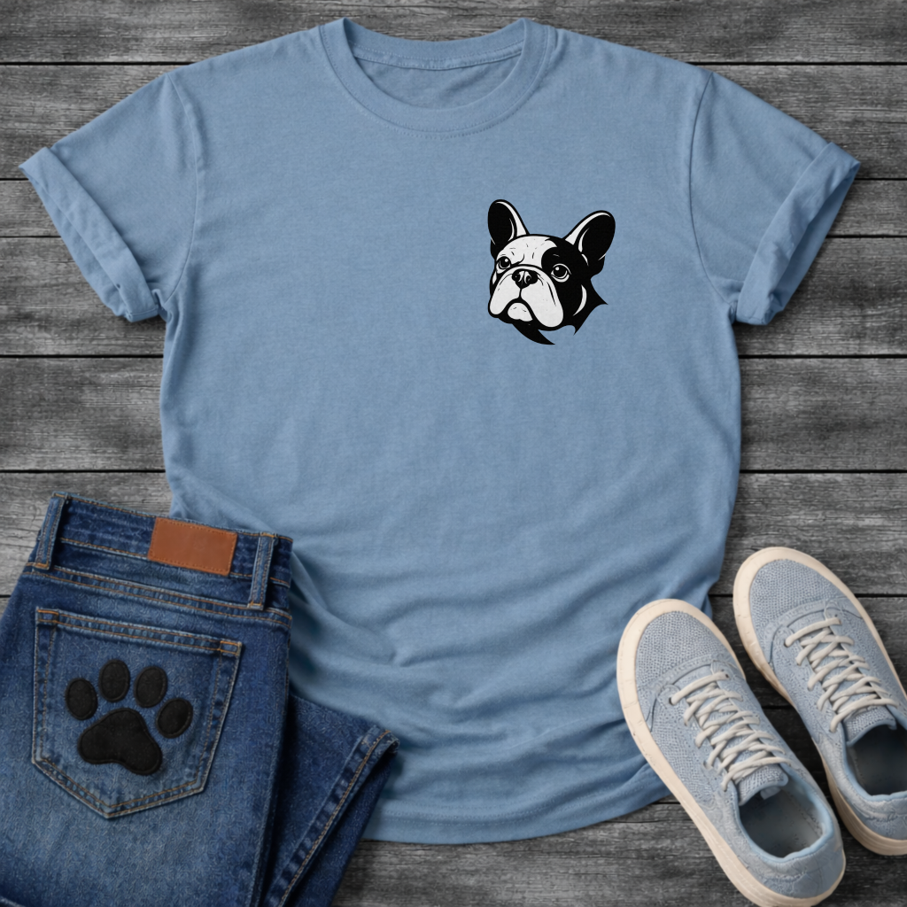 Frenchie pocket t-shirt small chest French Bulldog logo pet lover apparel