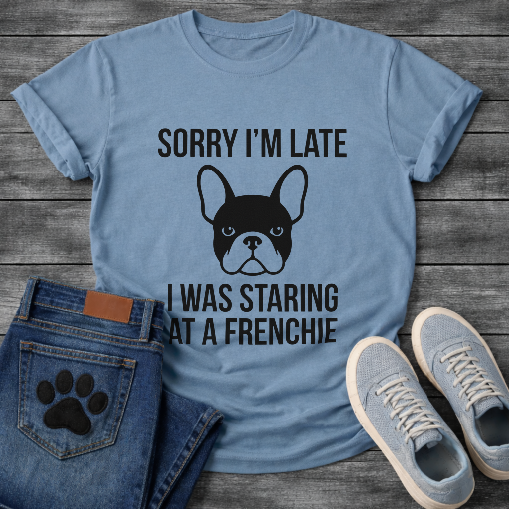 Sorry I'm Late I Was Staring At A Frenchie - French Bulldog Graphic Tee