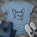 Japanese Sumi-e brush art French Bulldog t-shirt - bold black ink gestural Frenchie portrait tee