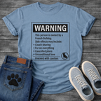 French Bulldog warning label funny t-shirt with Frenchie silhouette