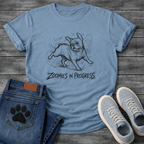 Zoomies in Progress French Bulldog sketch t-shirt - 
energetic Frenchie mid-zoomie graphic tee black ink