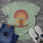 French Bulldog retro sunset rainbow silhouette graphic dog shirt unisex tee
