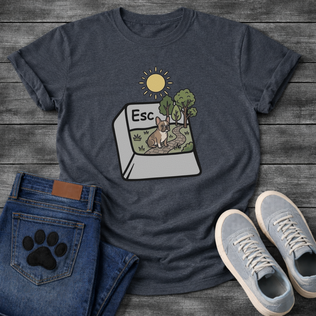 French Bulldog escape key nature scene funny dog shirt graphic unisex tee
